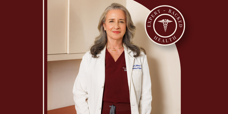 Dr. Suzanne Gilberg in a white coat